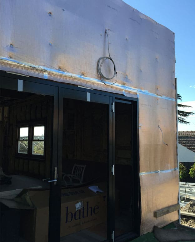 Kingspan aircell installed in exposed timber outside wall